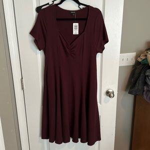 Women’s burgundy mid length dress